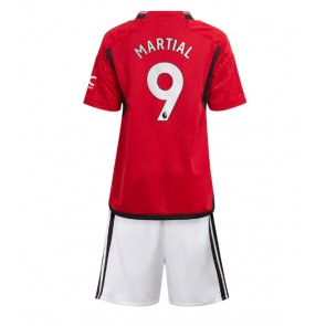 Lacne Dětský Futbalové dres Manchester United Anthony Martial #9 2023-24 Krátky Rukáv - Domáci (+ trenírky)